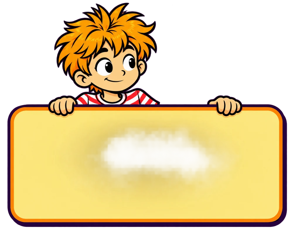 Milo holding a yellow sample sign