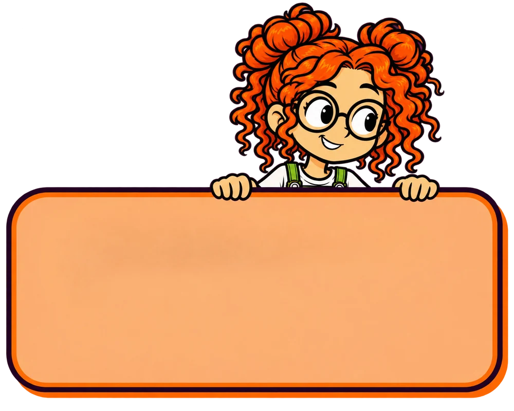 Tess holding an orange sample sign